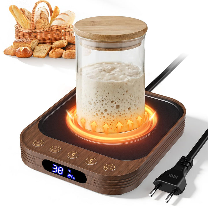 MQUPIN Sauerteig Starter Wärmer, 21-38°C Präzise 1°C Thermostat Sauerteigwärmer, Warmhalteplatte für