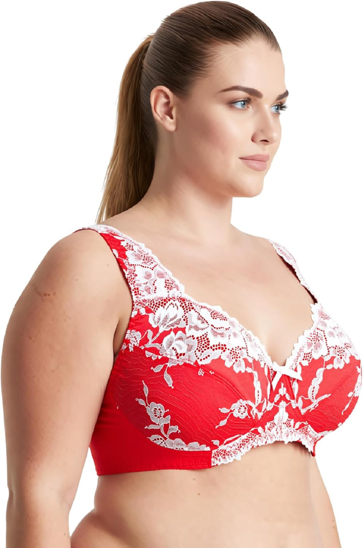 Curve Muse Damen Übergrösse Minimizer Ungefüttert Kabellos Spitze Vollständige Abdeckung BHS Black,