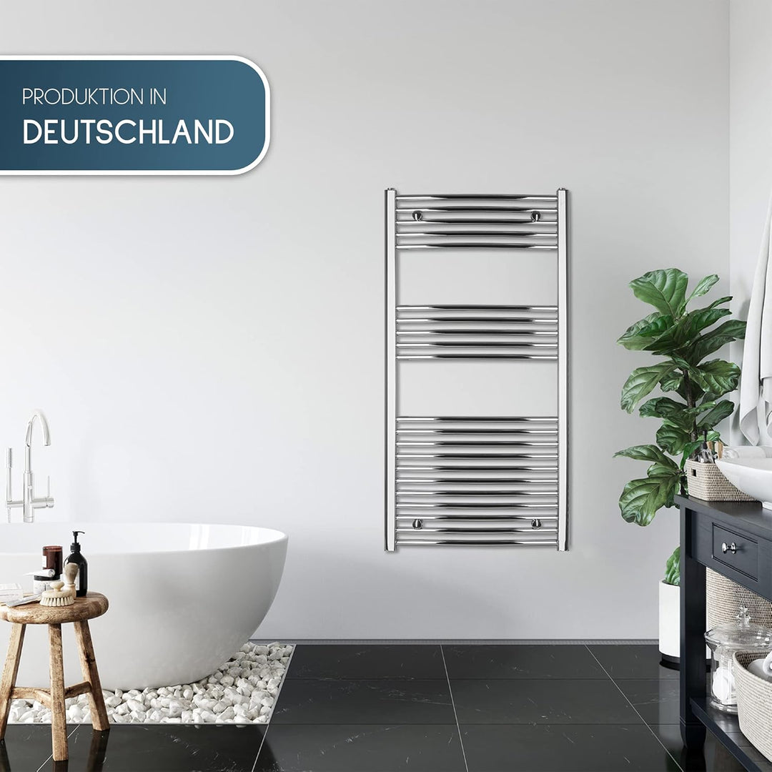 anapont elektrischer Badheizkörper - Chrom gebogen - Timer-Funktion - Handtuchheizkörper - Badheizun