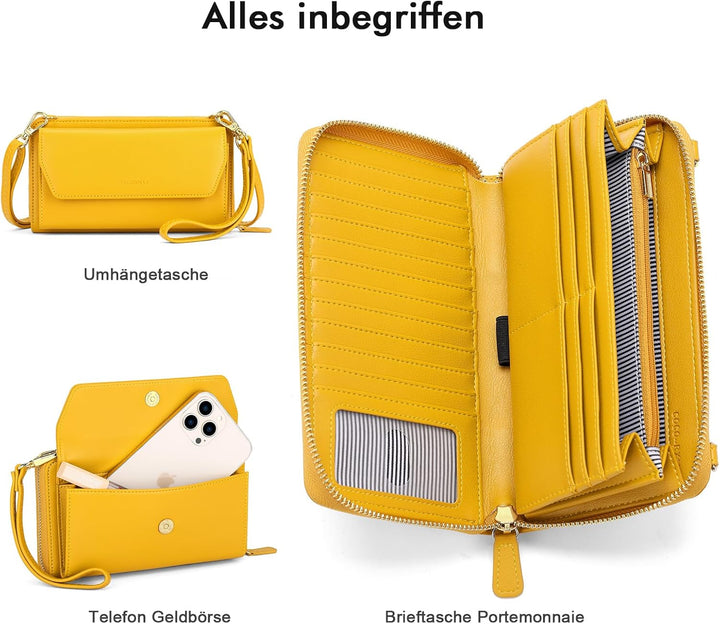 nuoku Geldbörse Damen mit RFID, Kleine Portemonnaie Damen mit Kreditkarten Etuis, Handytasche zum Um