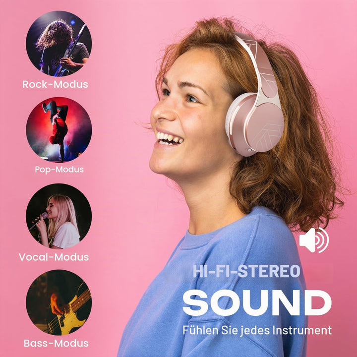 PowerLocus Edge Bluetooth-Kopfhörer, kabellos, Hi-FI Stereo, Micro SD/TF, Kopfhörer mit integriertem