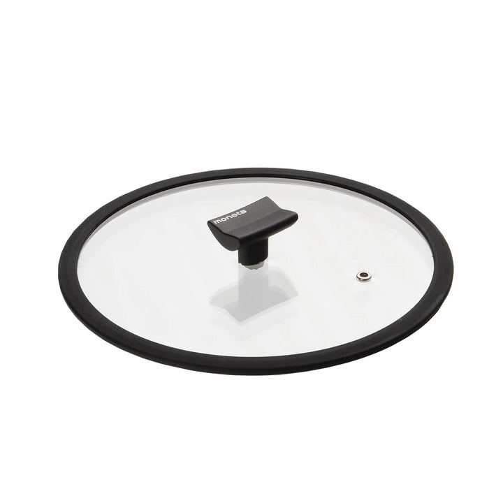 Moneta Flachdeckel, Silikonrand und Knauf, 32 cm, transparent und schwarz, 0004124532