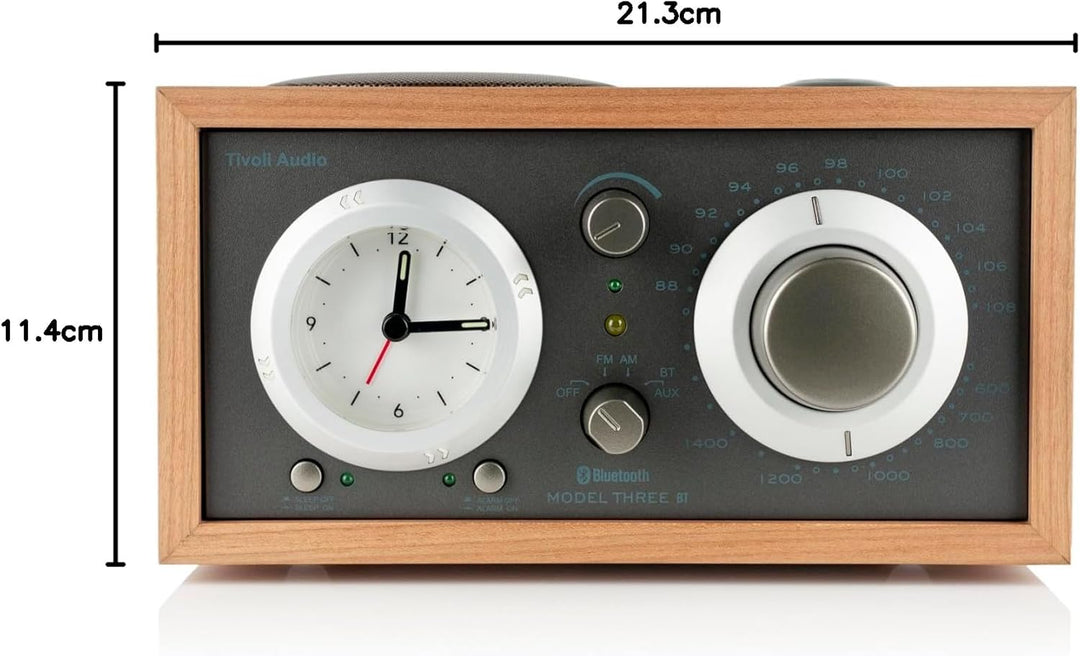 Tivoli Audio Model Three Bluetooth UKW-/MW-Radiowecker (Kirsche / Taupe), Kirsche / Taupe