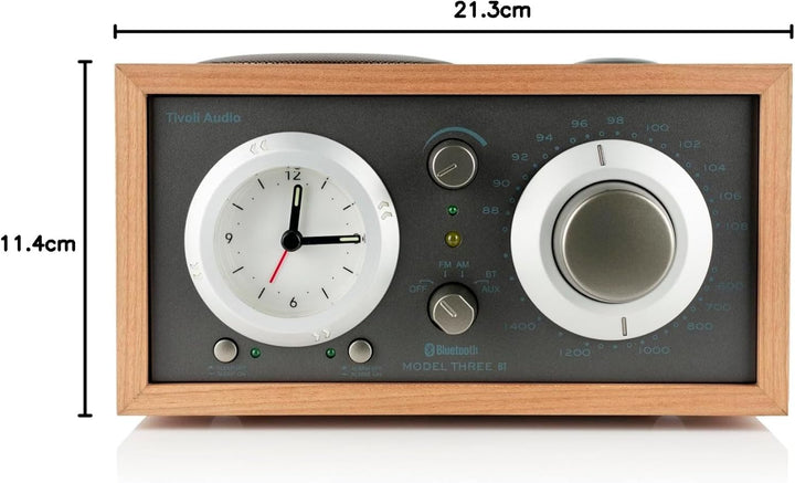 Tivoli Audio Model Three Bluetooth UKW-/MW-Radiowecker (Kirsche / Taupe), Kirsche / Taupe