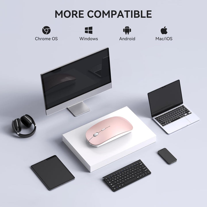 RaceGT Maus Kabellos USB-C & USB-A, Mouse Aufladbar 2,4GHz Leise klick Beidhändig 3 Adjustable DPI L