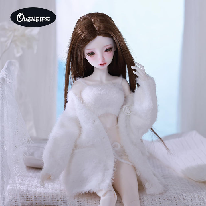 Oueneifs Puppenkleider-Set für BJD, Harz-Spielzeugzubehör: Cardigan+ Weste+ Hose (Weiss, für 1/4 BJD