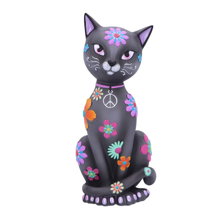 Nemesis Now Hippy Kitty 26 cm, Harz, schwarz, Hippie-Kätzchen, Hippie-Kitty-Figur, spirituelles Gesc