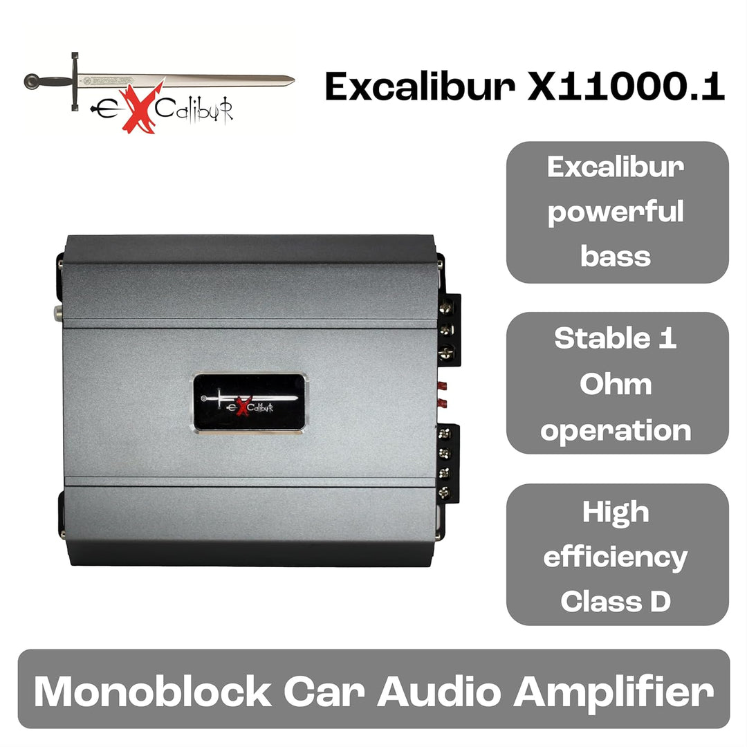 Excalibur X11000.1 Auto Verstärker HiFi Mono 1 Kanal 1500 Watt Leistungsstarker Subwoofer Endstufe A