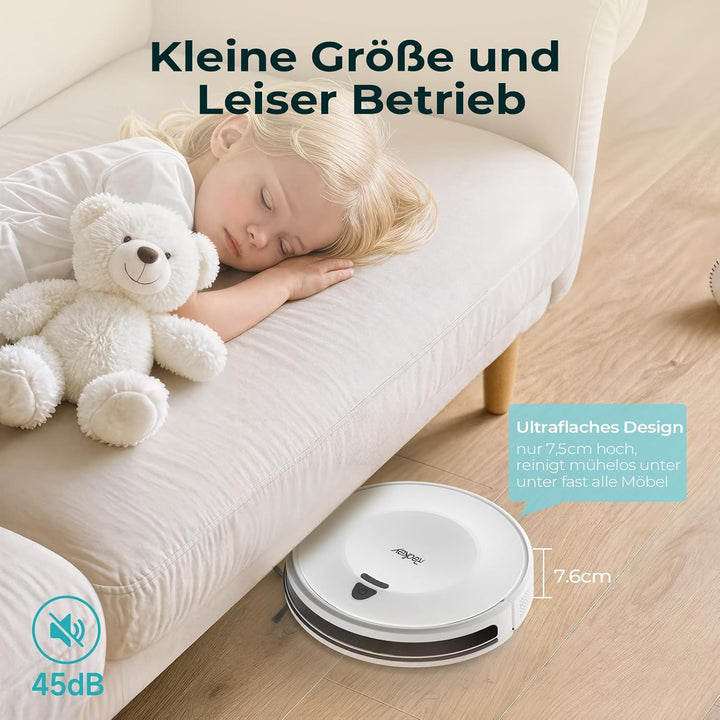 Redkey E6 Saugroboter mit 7000 Pa Saugkraft, Dynamische Navigation, Bis zu 170 Min Laufzeit, Roboter