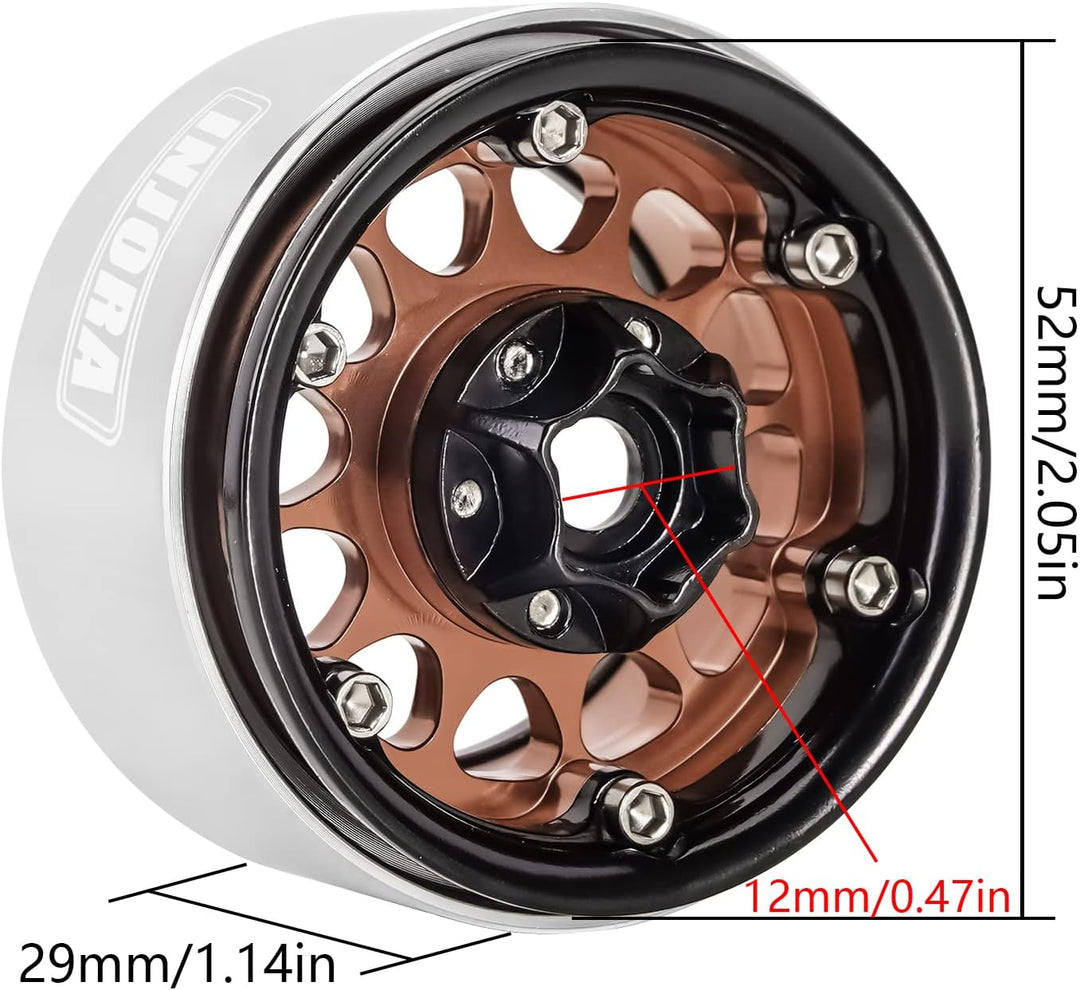 INJORA 1.9 Beadlock Rad Deep Dish Negative Offset 10.4mm CNC Aluminium Felge für 1/10 RC Crawler Aut