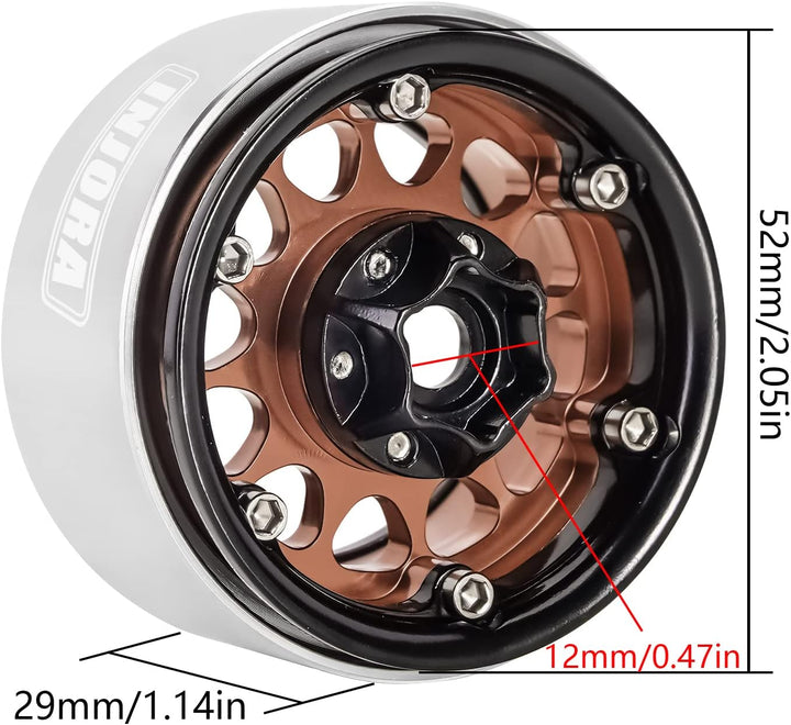 INJORA 1.9 Beadlock Rad Deep Dish Negative Offset 10.4mm CNC Aluminium Felge für 1/10 RC Crawler Aut