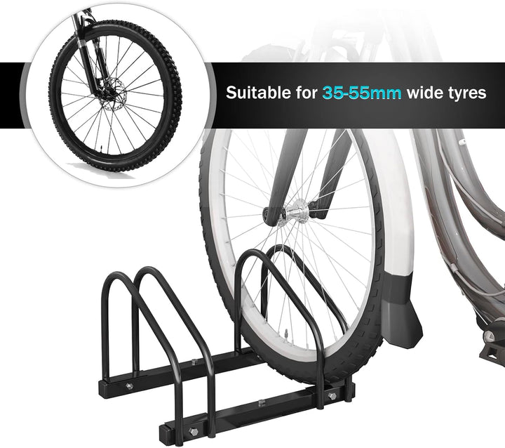 WOLTU Fahrradständer Schwarz für 2 Fahrräder Fahrradhalterung auf dem Boden Aufstellständer für Fahr