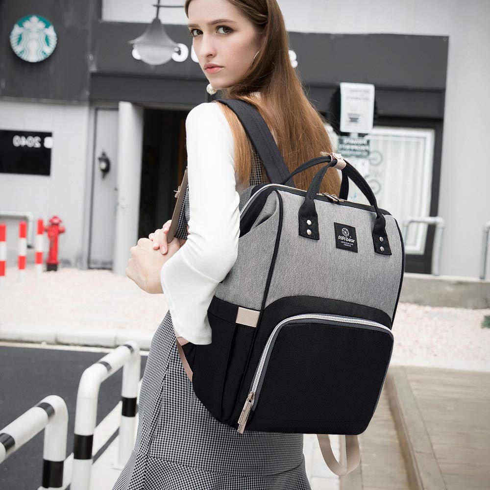 Pipibear Wickelrucksack Wickeltasche Grau-schwarz