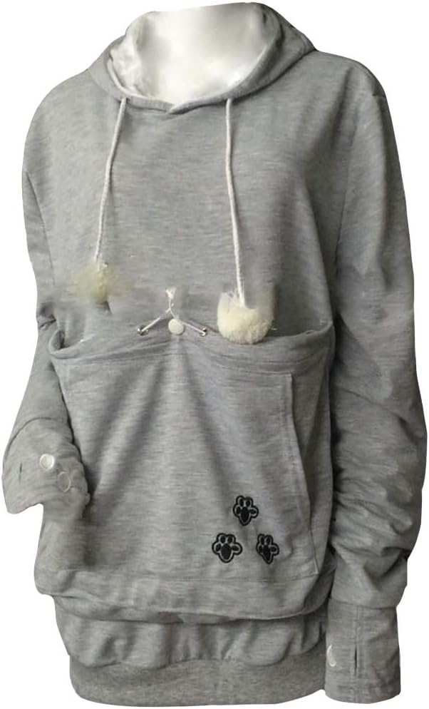 Inlefen Frauen Hoodie Sweatshirt Herbst und Winter Lange Ärmel Grosse Tasche Hoodie Pullover Kordelz