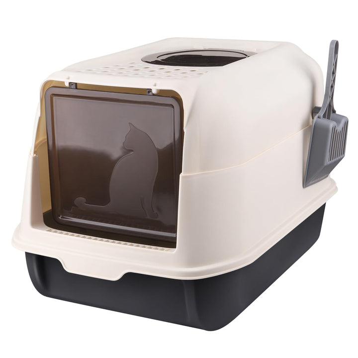Katzenklo mit Deckel Schaufel Aktivkohlefilter, Katzenklo, Katzentoilette,ausziehbares Tablett, Scha