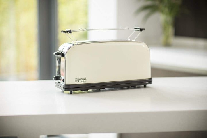 Russell Hobbs Toaster [Langschlitz für 2 Scheiben / 1 breite Brotscheibe] Colours+ Edelstahl Creme (