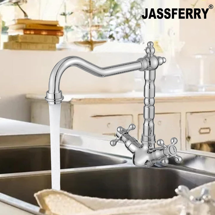 JASSFERRY Monoblock-Mischbatterie für die Küchenspüle, Vintage-Stil, schwenkbarer Auslauf, Flexibili