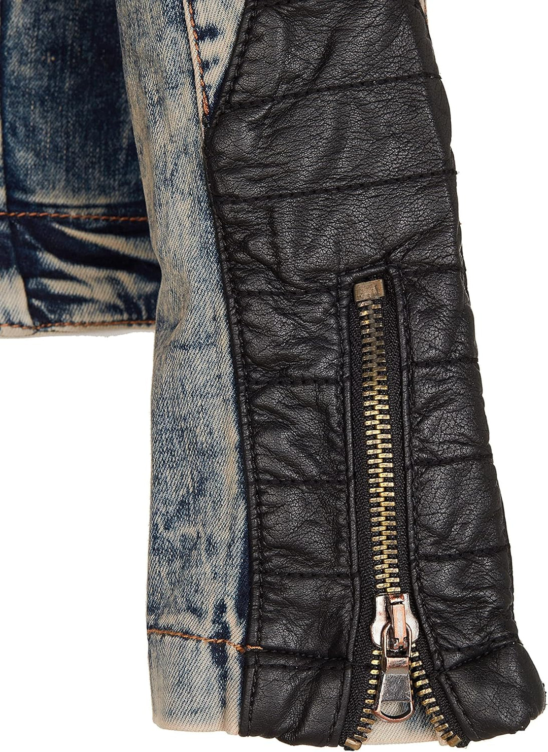 Cipo & Baxx Herren Jeans Jacke Leder Batches Übergangsjacke Biker Used Jacket Kunstlederoptik CJ135