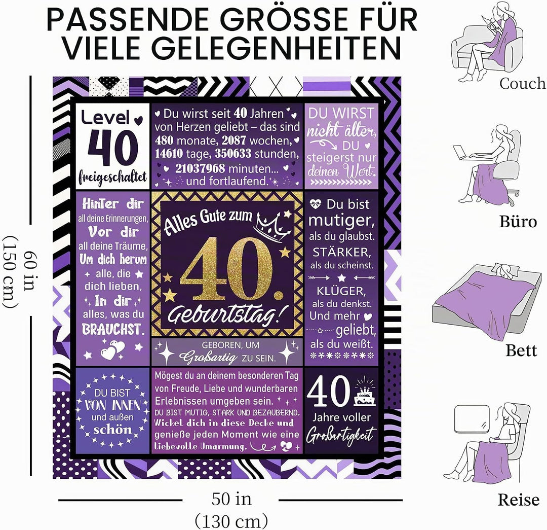 Geburtstagsgeschenk-Decke für Frau Mann Mama Papa Tochter Sohn Schwester Bruder Cousine Beste Freund