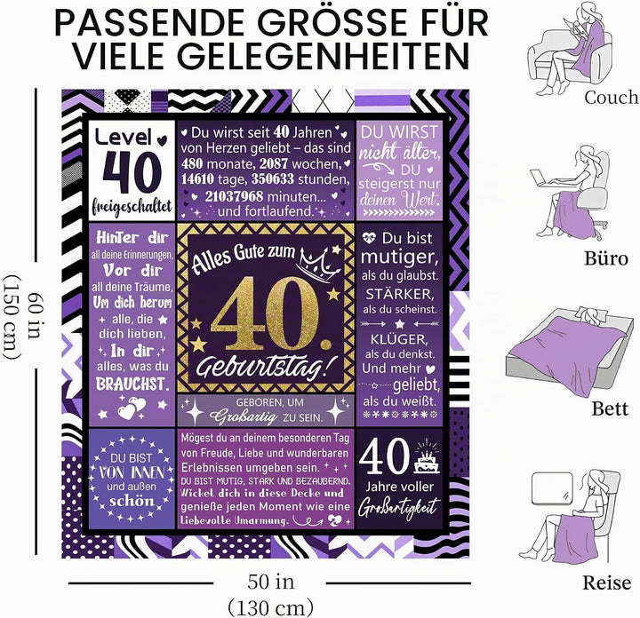 Geburtstagsgeschenk-Decke für Frau Mann Mama Papa Tochter Sohn Schwester Bruder Cousine Beste Freund