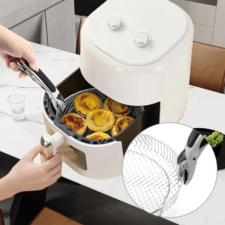 3-tlg. 304 Edelstahl Stapelbare Körbe für Airfryer, PHMING Gitter für Heissluftfritteuse, Heissluftf