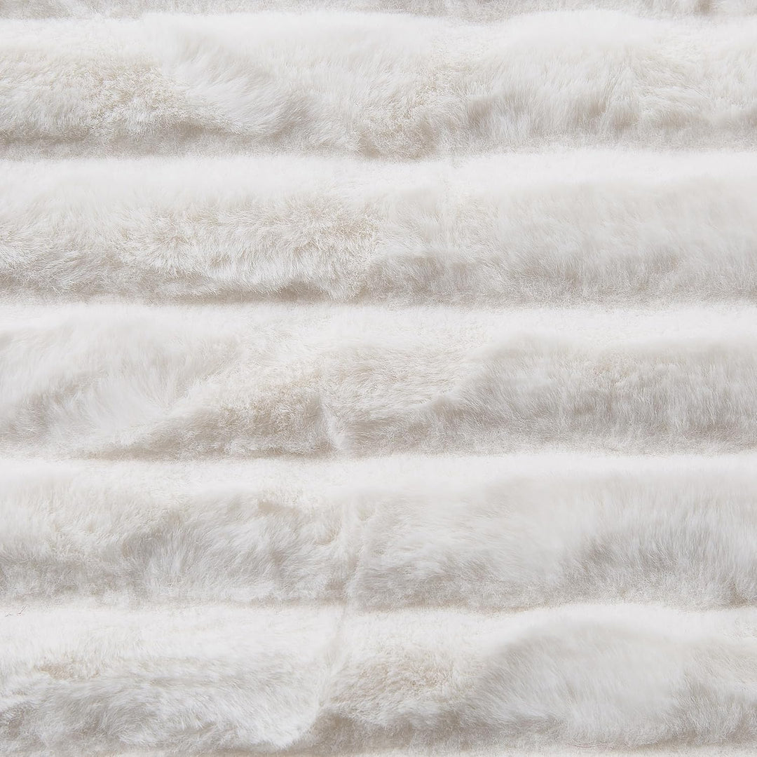 Klassische Kuscheldecke weiss Shaggy Acryl / Polyester Felloptik 150x200 cm Abteh