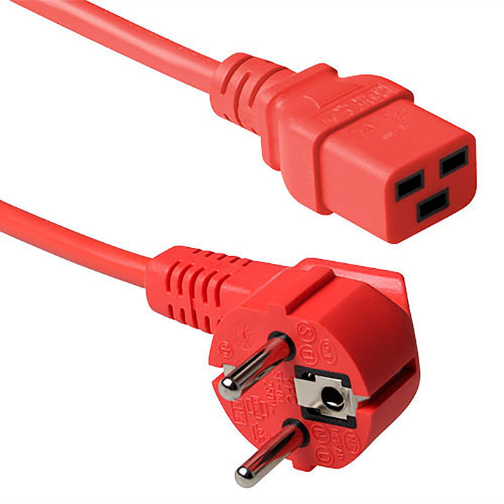 ACT Kaltgerätekabel 3 m, C19 Kabel, Stromkabel, CEE 7/7 auf C19 – Schutzkontakt gewinkelt – AK5170 R
