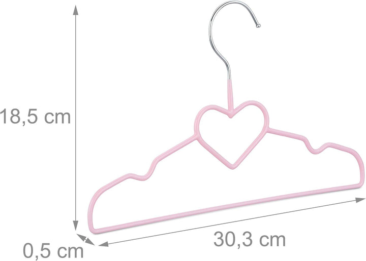 Relaxdays 20 x Kinderkleiderbügel Herz, Drahtbügel, Babybügel, dekorativ & platzsparend, Kinderbügel