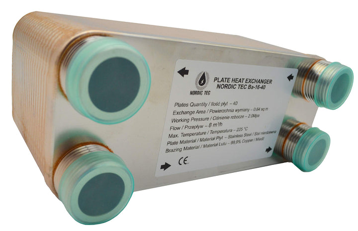 Edelstahl Plattenwärmetauscher Nordic Tec Ba-16-40 Plattenwärmeübertrager Wärmetauscher 40 Platten 1