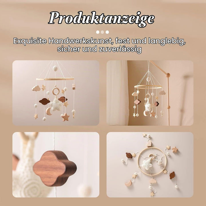 Mobile Waldtiere,Mobile Filz,Filz Bettglocke,Wickeltisch,Halterung Holz, Voller Sterne