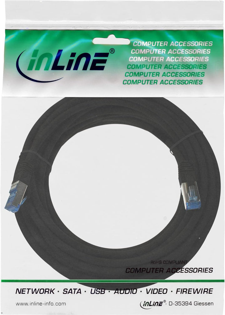 InLine 76820S Patchkabel, S/FTP (PiMf), Cat.6A, 500MHz, halogenfrei, Kupfer, schwarz, 20m