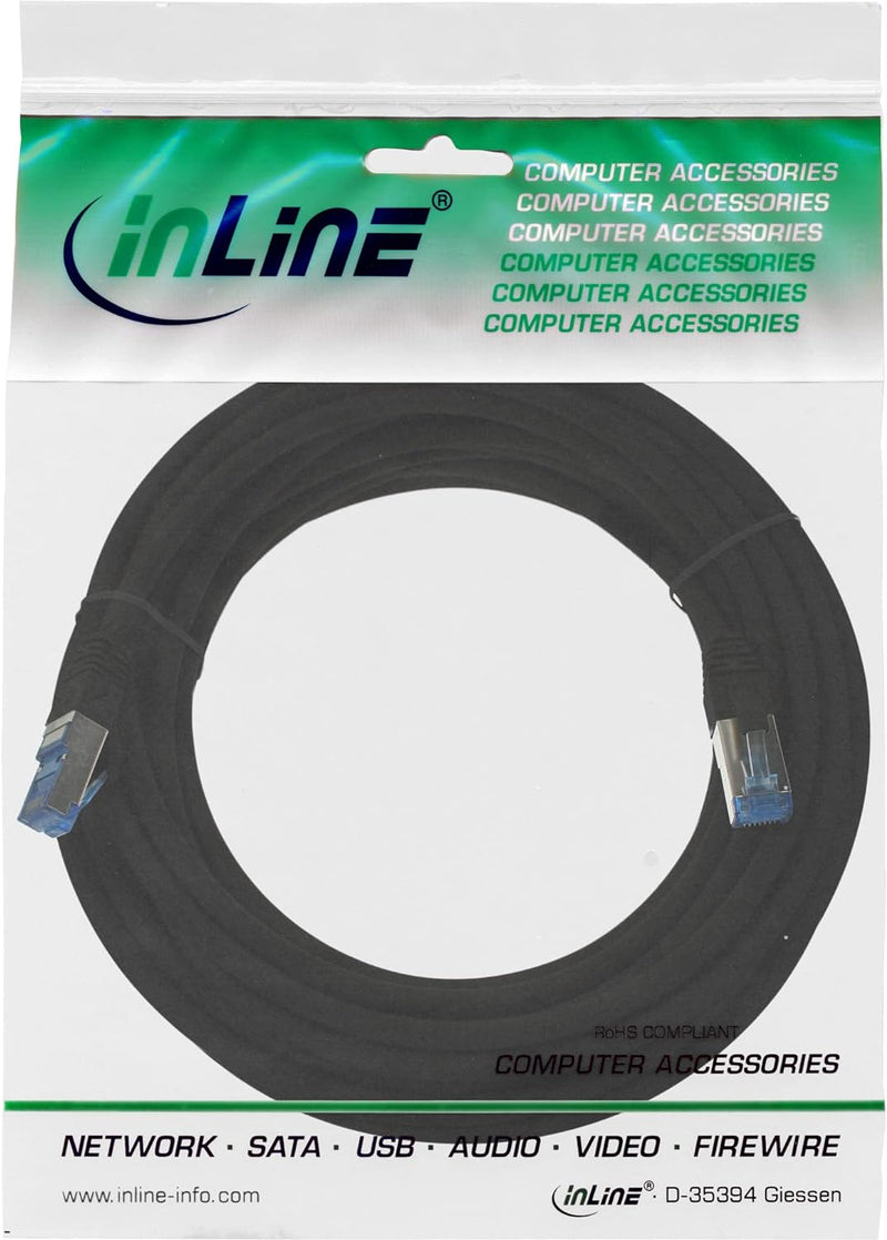 InLine 76820S Patchkabel, S/FTP (PiMf), Cat.6A, 500MHz, halogenfrei, Kupfer, schwarz, 20m