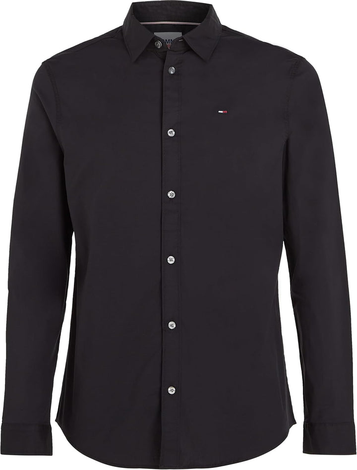 Tommy Jeans Herren Hemd Original Stretch Langarm XXS Black (Tommy Black), XXS Black (Tommy Black)