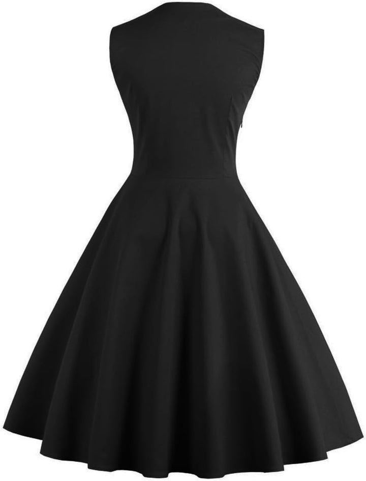 Axoe Damen 50er Jahre Kleider mit Gepunkte Rockabilly S Schwarz-polka Dots, S Schwarz-polka Dots