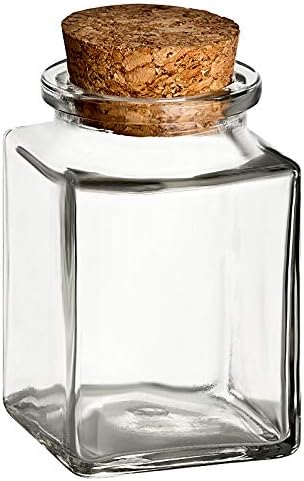 gouveo 24er Set Gewürzgläser 120 ml hoch eckig mit Korken - Kleine Korkengläser mit Korkverschluss -