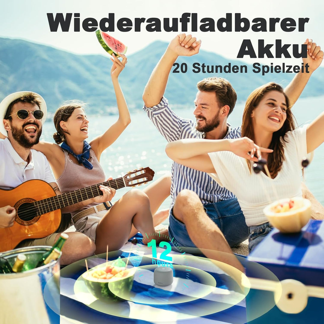 Bobtot Tragbarer Bluetooth-Lautsprecher, kabelloser wasserdichter Lautsprecher mit lautem Stereo-Sou