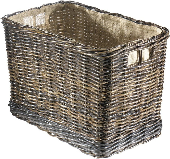 Kobolo Holzkorb für Kaminholz Kaminholzwagen mit Rollen- aus Rattan mit Jutefutter