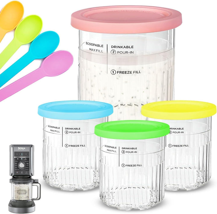 4 Stück Creami Behälte für Ninja Ice Creami Deluxe Pints und Deckel, 24 oz Ninja Ice Cream Maker mit