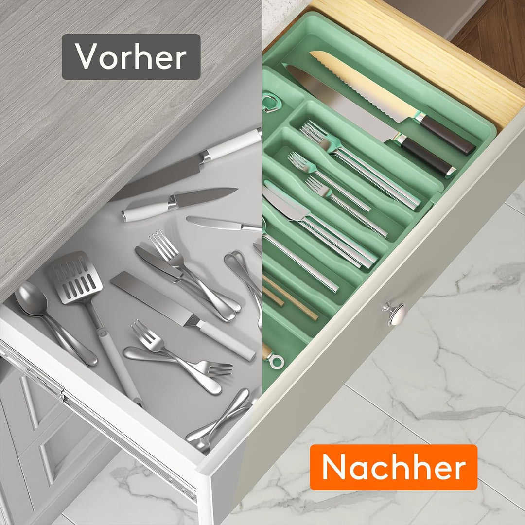 Lifewit Besteckhalter, erweiterbarer Utensilienhalter für Schublade, Verstellbarer Besteckkasten, ko