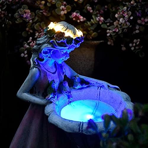HIAME Gartendeko Figuren für Aussen Gross Solarleuchte, Blumenfee Garten Deko Blume Fee Solar Licht