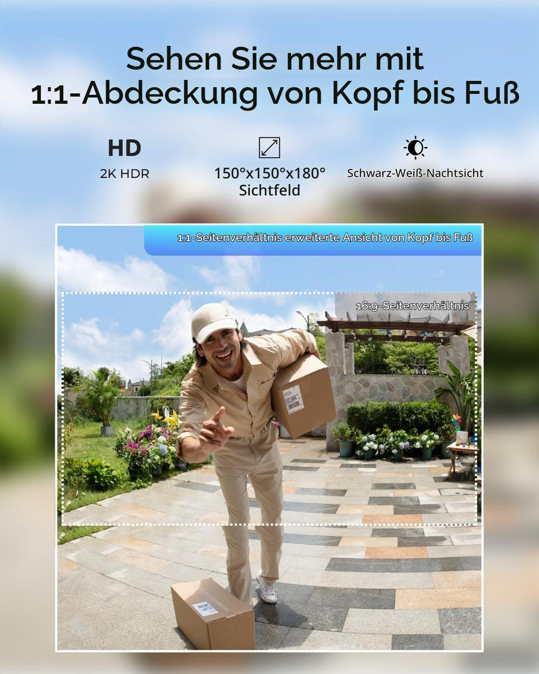 Reolink Video Doorbell Akku + Argus MagiCam | 2K Kabellose Video-Türklingel mit Paket-Erkennung und