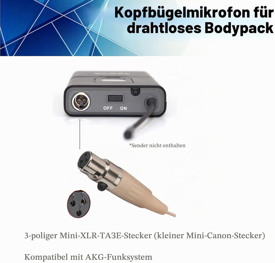 Headset Mikrofon Professionelles Ohrhörer-Kondensatormikrofon zum Über-Ohr-Hängen, Kompatibel mit AK