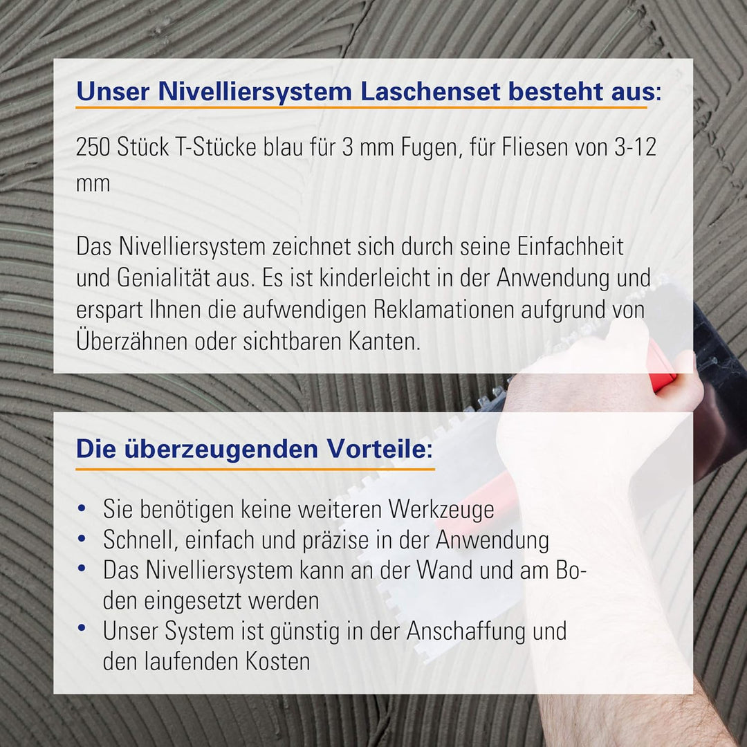 Karl Dahm Gewindelaschen T-Stücke für 3 mm Fugen, 2500 Stück, blau I T-Gewindelaschen für Fliesen-Ni