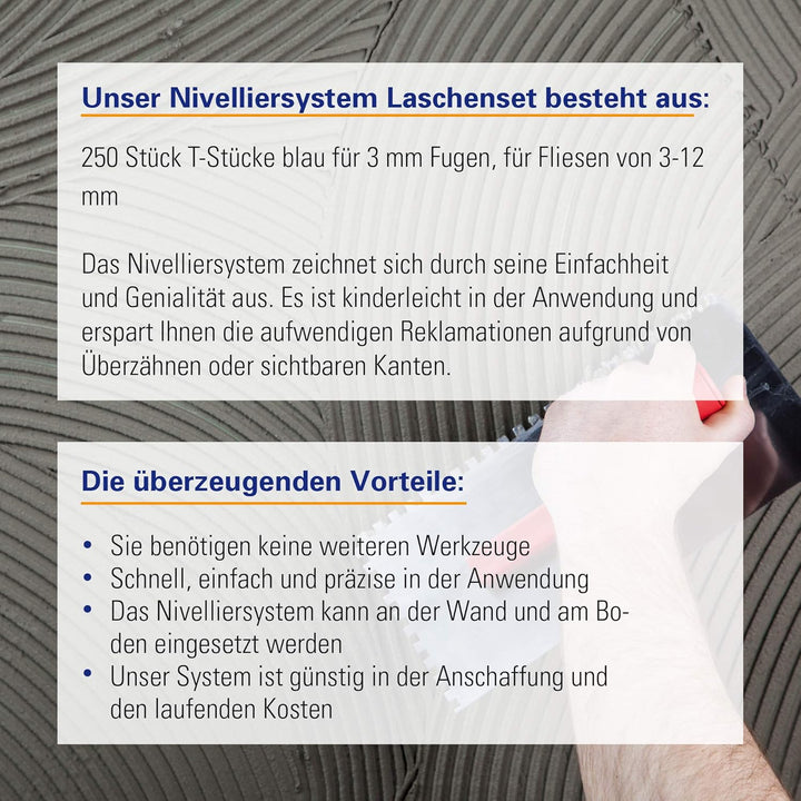 Karl Dahm Gewindelaschen T-Stücke für 3 mm Fugen, 2500 Stück, blau I T-Gewindelaschen für Fliesen-Ni