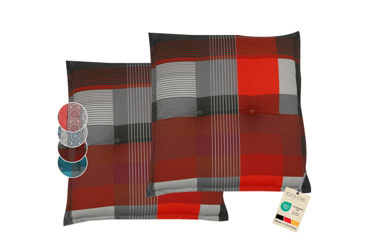 Bequeme und attraktive Polsterauflagen für Gartenhocker (2er-Set, Karo rot, Hocker) Hocker Karo Rot