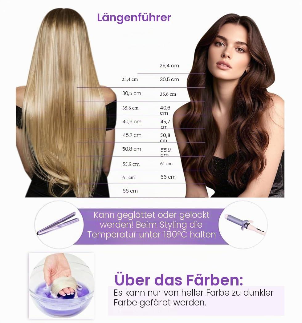 LaaVoo Balayage Echthaar Nanoring Extensions Dunkelstes Braun mit Mittel Braun und Aschblond 35 cm C