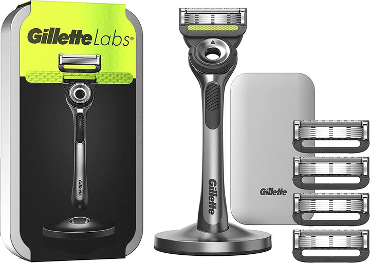 Gillette Gillette Labs mit Peelingstange, Herrenrasierer, 1 Griff, – 5 Ersatzklingen, mit Reiseetui,