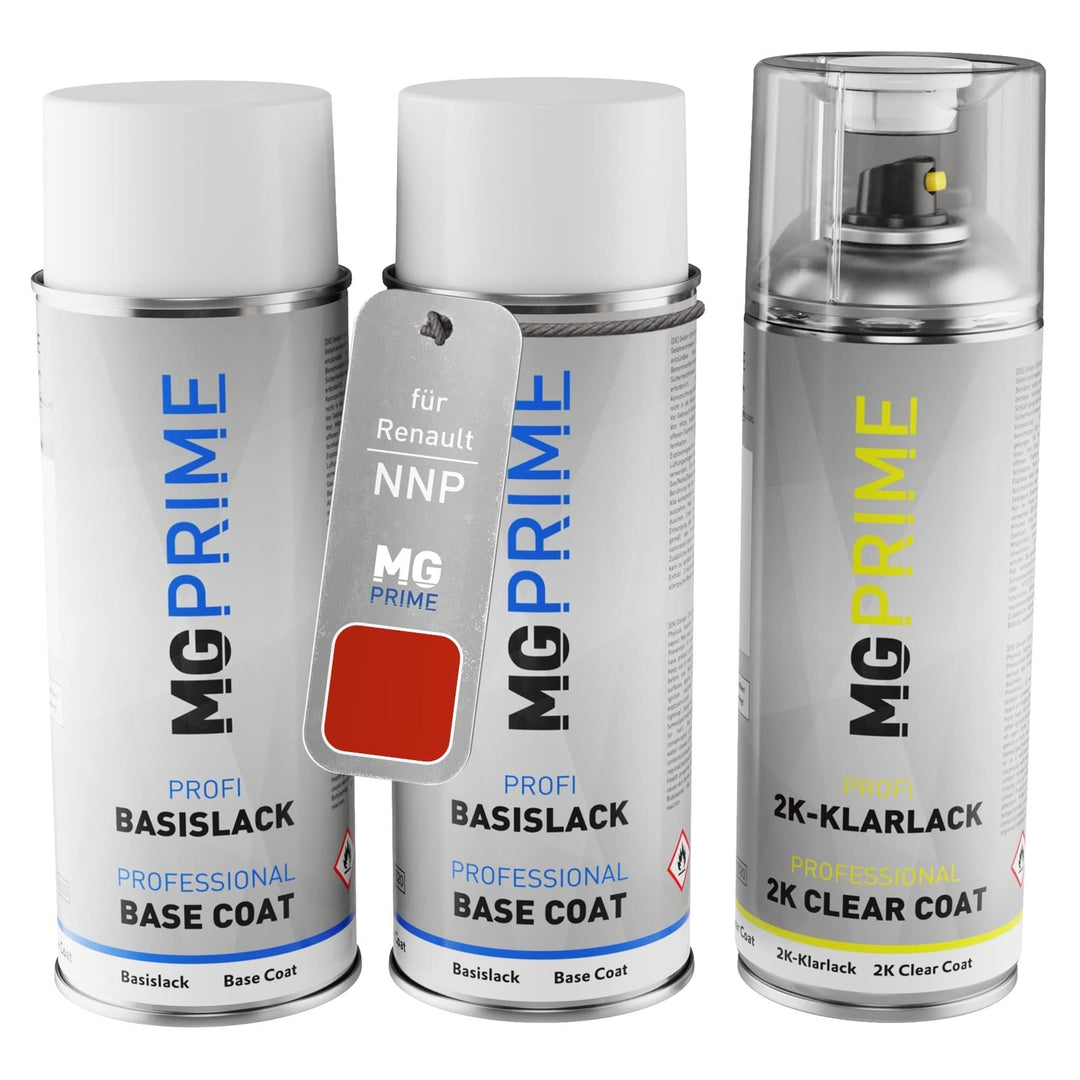 MG PRIME Autolack 2K Spraydosen Set für Renault NNP Rouge Flamme Nacre/Dezir-Rot Perleffekt Grundlac