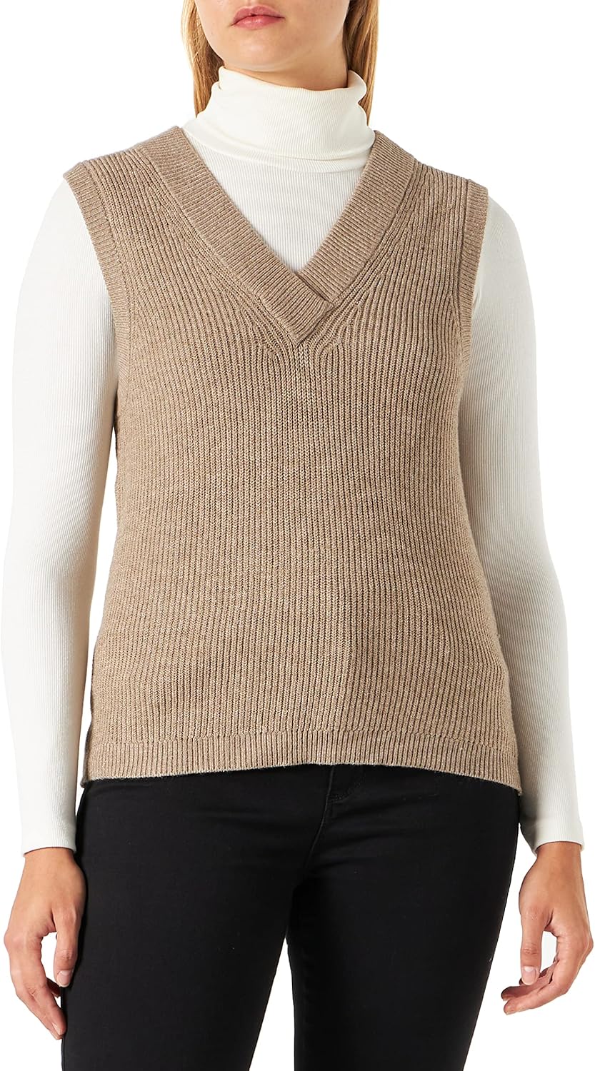 Object Damen Objmalena S/L Knit Waistcoat Noos Pullunder XS Fossil, XS Fossil