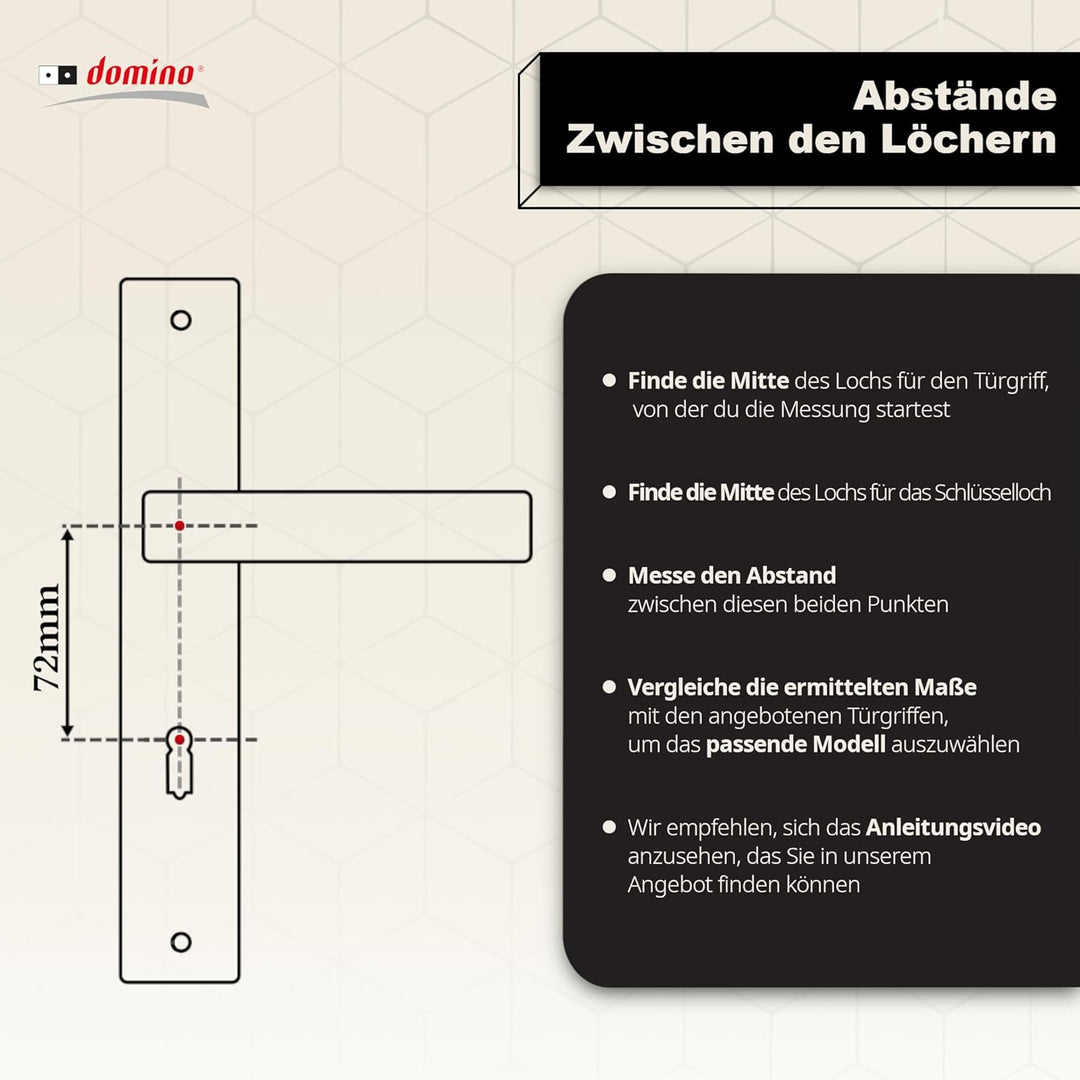 domino Türgriff 72 Drückergarnitur BB-Buntbart Set | Langschildgarnitur | Türklinke für Zimmertür, B